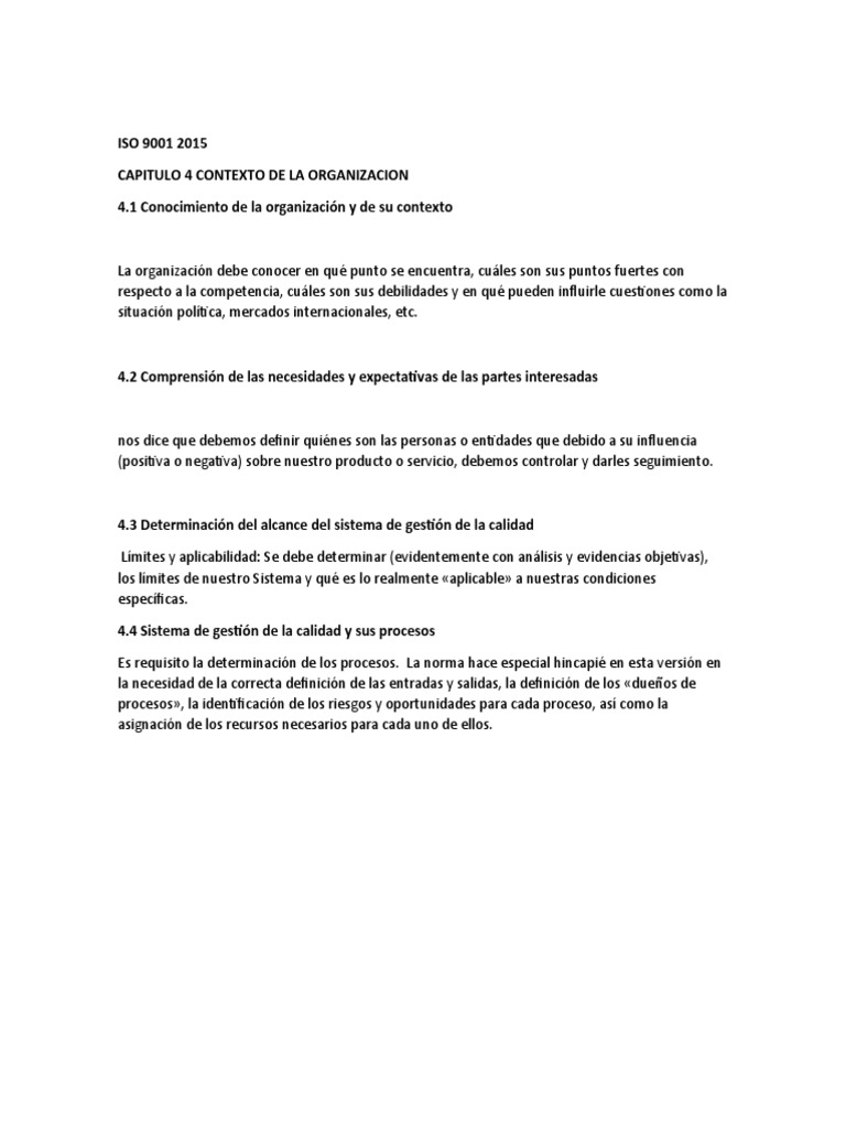ISO 9001:2015 - Contexto y Liderazgo | PDF | Gestión de la calidad ...