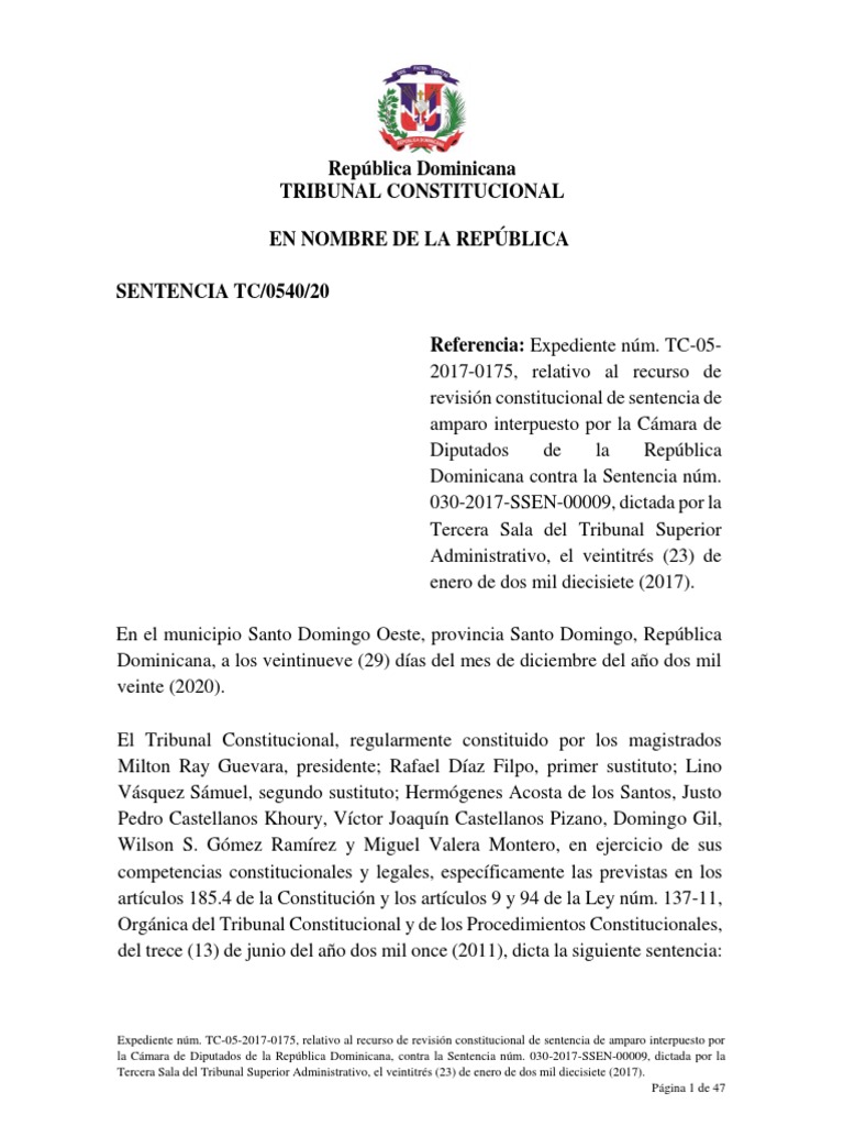 Sentencia Tribunal Constitucional de La Republica Dominicana | PDF ...