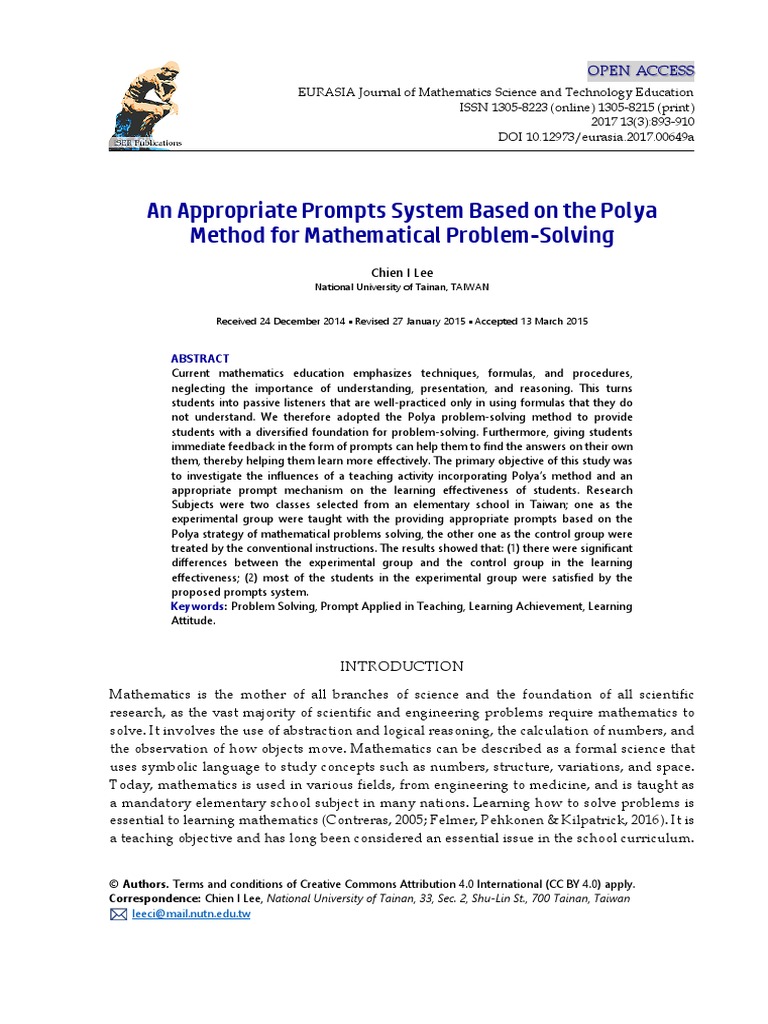 An Appropriate Prompts System Based On The Polya Method For ...