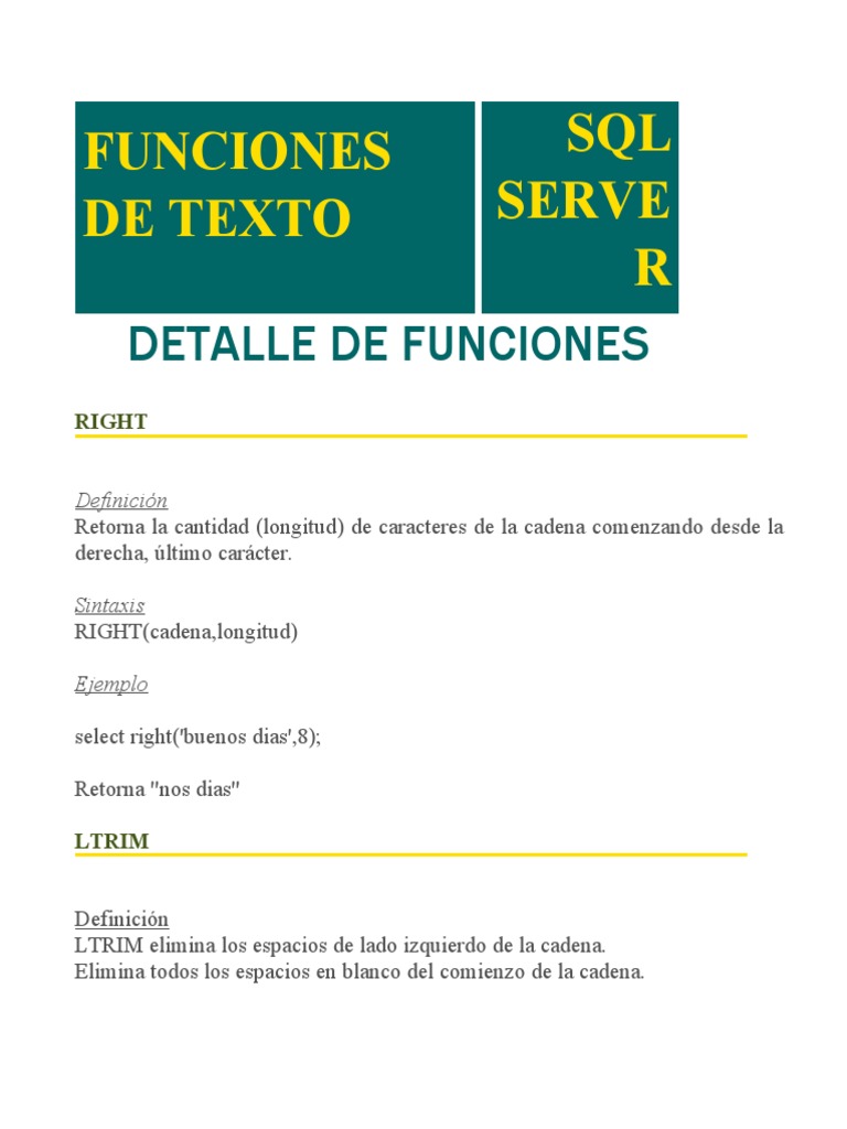 SQL - Funciones de Texto | PDF | Cadena (informática) | Ascii