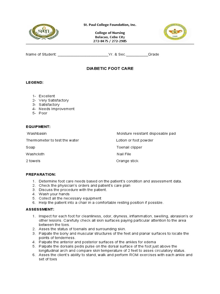 DIABETIC FOOT CARE checklist (6) PDF Nail (Anatomy) Clinical Medicine