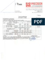 Precision Auto Engineers Test Certificate for Hex Bolts and Nuts