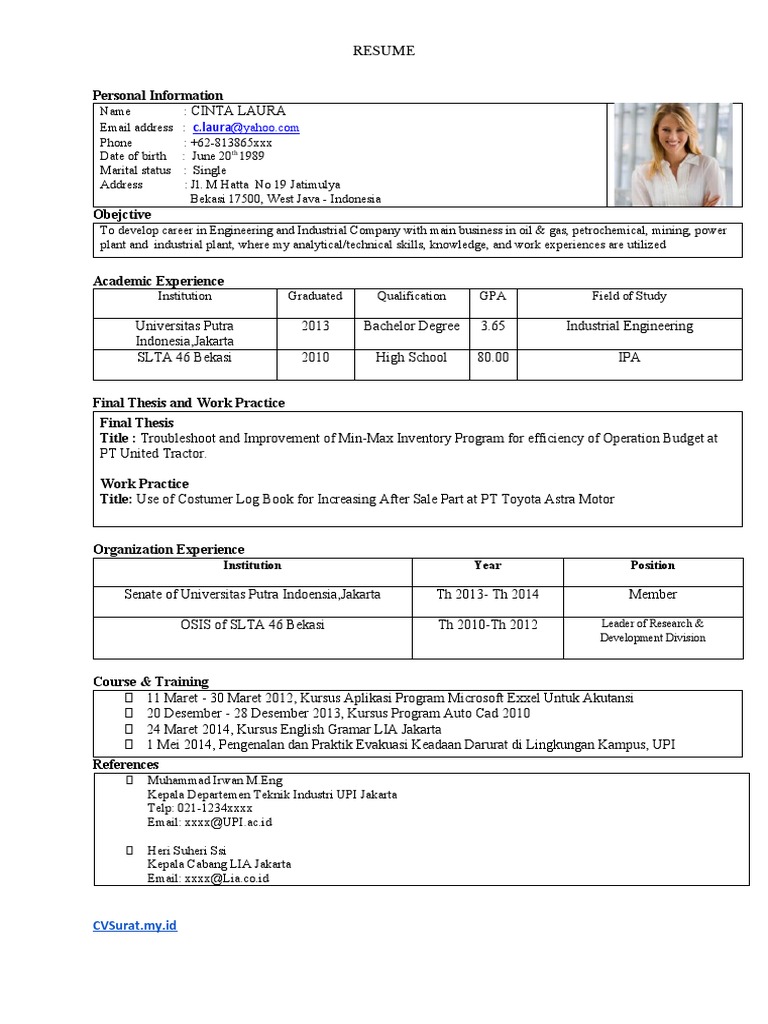 1 Contoh Cv Akuntansi Fresh Graduate Pdf