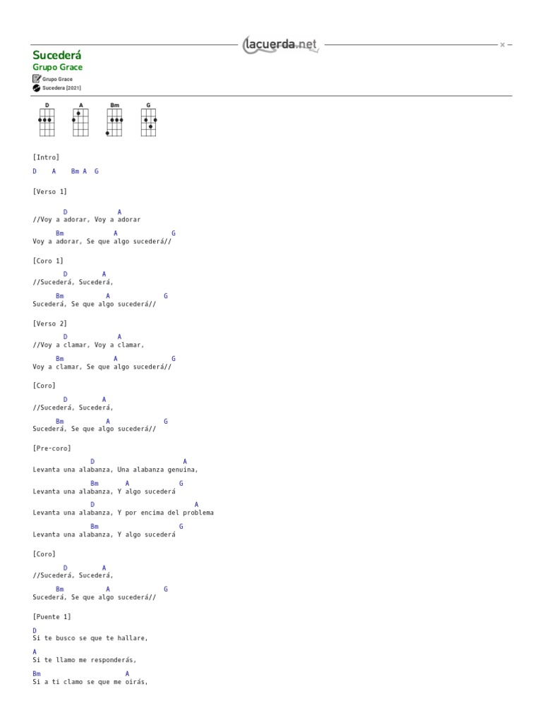 SUCEDERA, Grupo Grace Acordes Download grátis PDF Canciones Música grabada