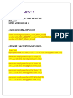 Assignment 3: Name: Sawant Sakshi Shankar ROLL:65 Dbms Assignment 3