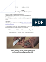 Activity 2 Title: Testing Out Your Moral Judgements: Mutilation-In-Nigeria