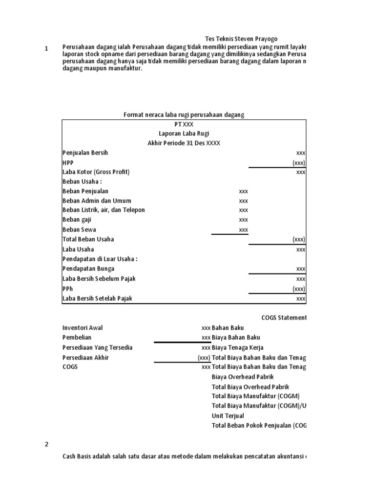 Contoh Laporan COGS dan COGM | PDF