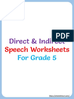 Direct and Indirect Speech Worksheets For Grade 5 1