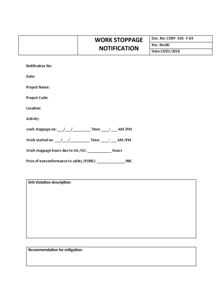 Work Stoppage Notification | PDF