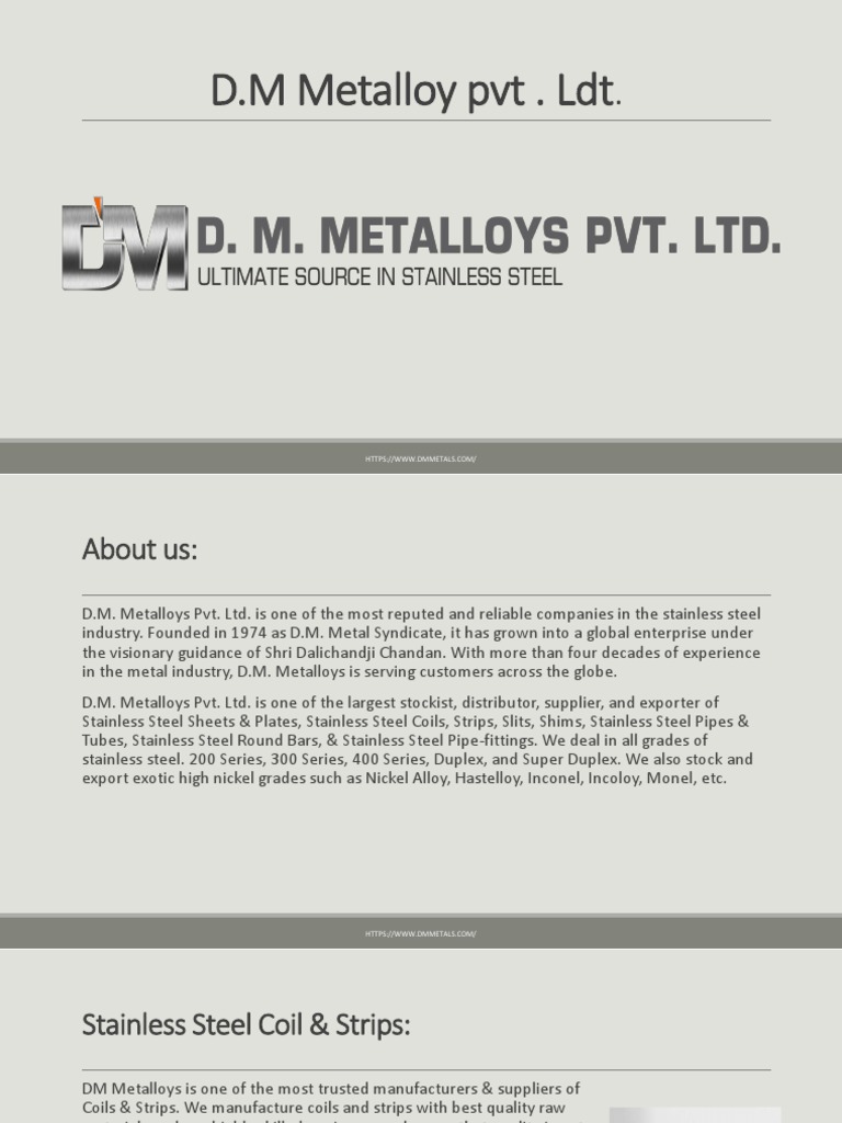D.M Metalloy PVT LDT PDF Pipe (Fluid Conveyance) Stainless Steel