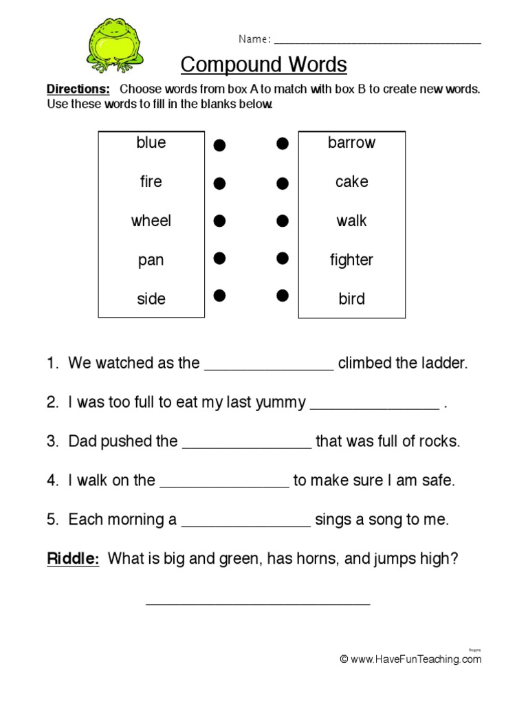 Compound Words Worksheet 4 | PDF