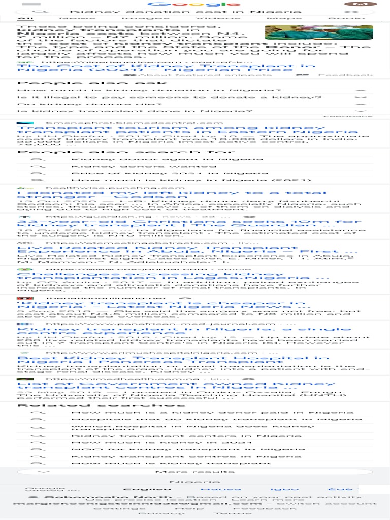 Kidney Donation Cost in Nigeria Google Search PDF Kidney