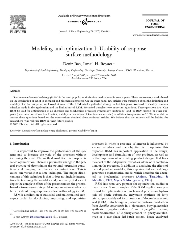 Usability of Response Surface Methodology | PDF | Errors And Residuals ...