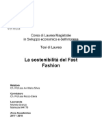 La Sostenibilità Del Fast Fashion: Corso Di Laurea Magistrale in Sviluppo Economico e Dell'impresa Tesi Di Laurea