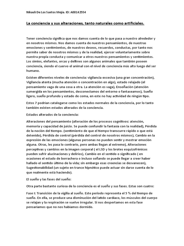 Estados y Alteraciones de la Conciencia | PDF | Dormir | Sueño