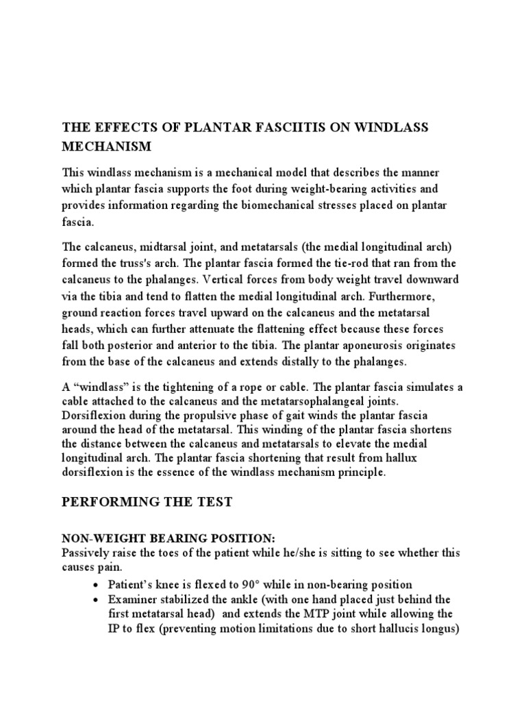 How Plantar Fasciitis Affects the Windlass Mechanism Insights from a Biomechanical Model of the
