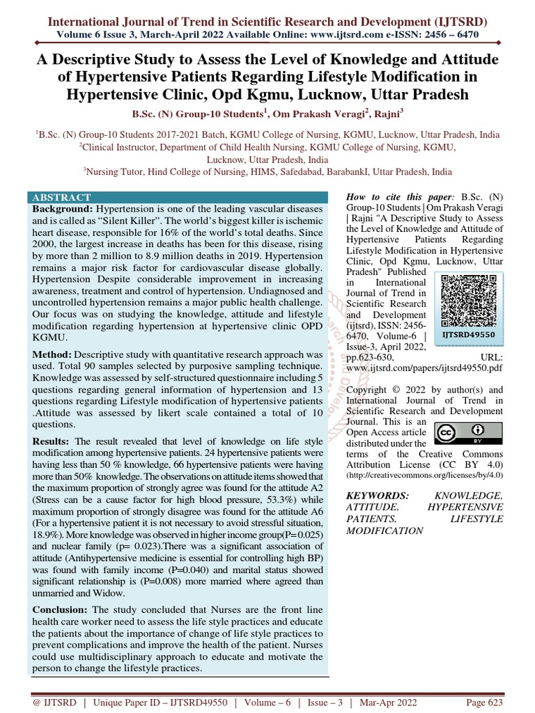 A Descriptive Study To Assess The Level of Knowledge and Attitude of ...