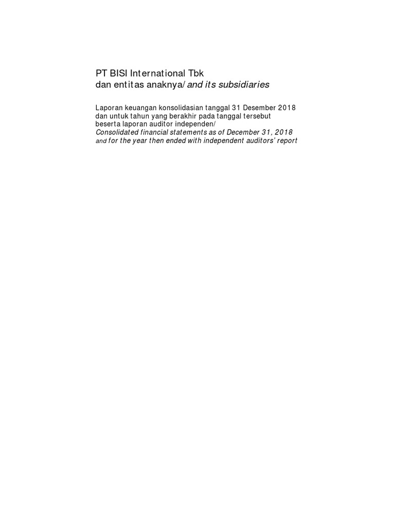 PT BISI International Tbk 2018 Financial Report | PDF | Dividend ...
