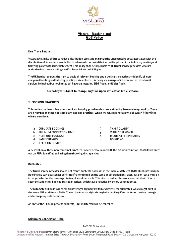 UK GDS and Sales Audit Policy | PDF | Tax Refund | Fee