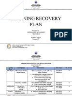 Learning Recovery Plan: Prepared By: Shenna Mae M. Ramirez Teacher I Alma I. Sapnu Principal IV