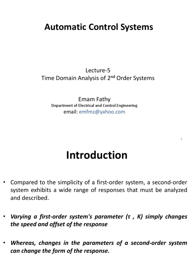 Time Domain Analysis of 2nd Order Systems | PDF | Damping ...