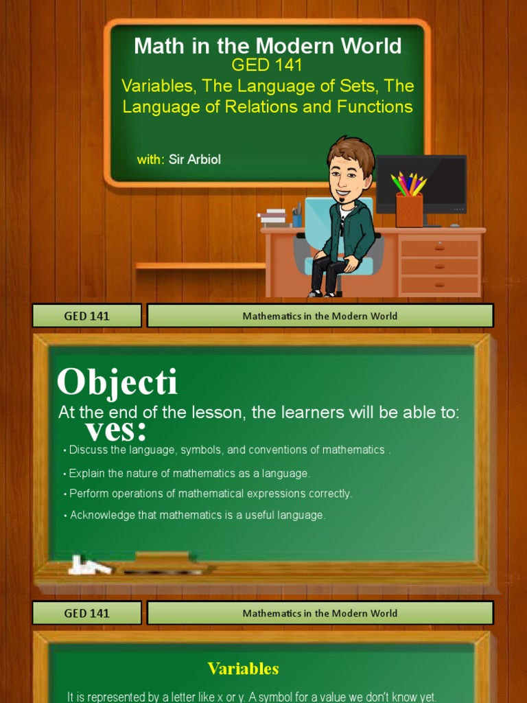 Variables, The Language of Sets, The Language of Relations and ...