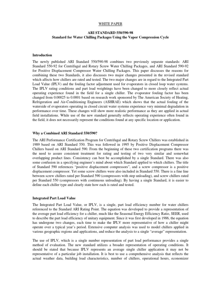 ARI Standard 550/590-98 Overview | PDF | Automation | Chemical Engineering