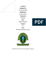 UV/VIS Spectroscopy Assignment