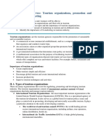 II. Unit Two: Tourism Organizations, Promotion and Marketing