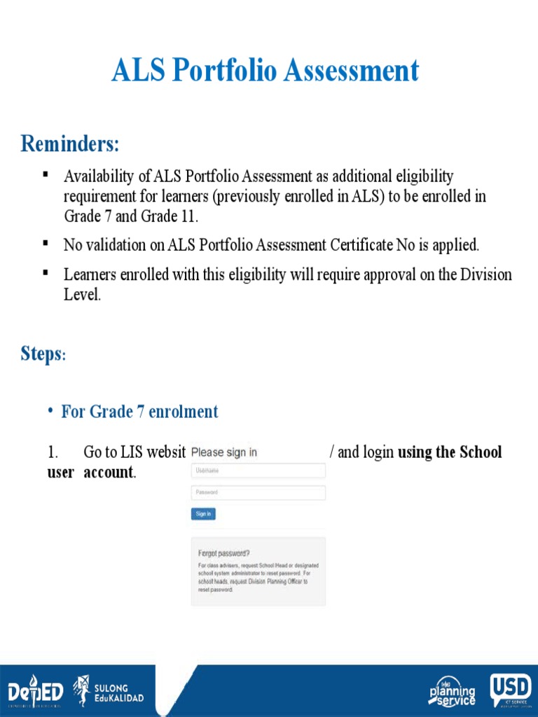 ALS Portfolio Assessment Tutorial Guide PDF