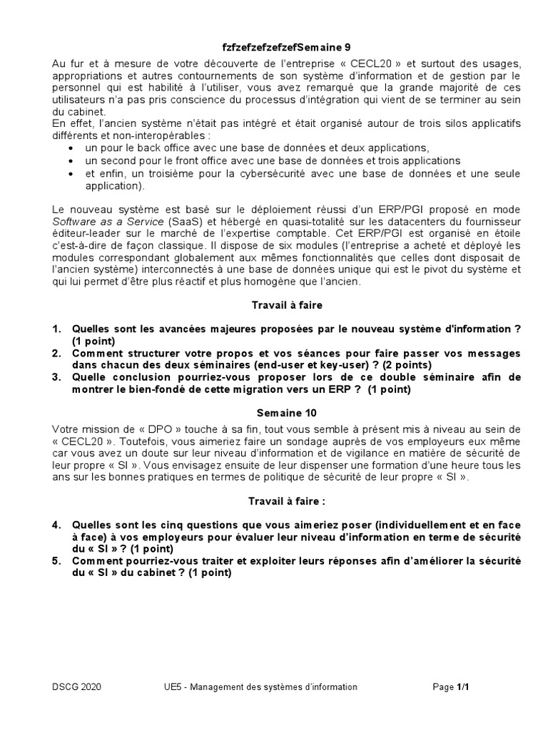 Intégration ERP et sécurité SI chez CECL20 | PDF | Progiciel de gestion ...