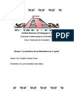 Ensayo La Enseñanza de Las Matemáticas en 4° Grado