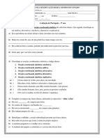 Avaliação 9º Ano - 1º Etapa - Eme 2022