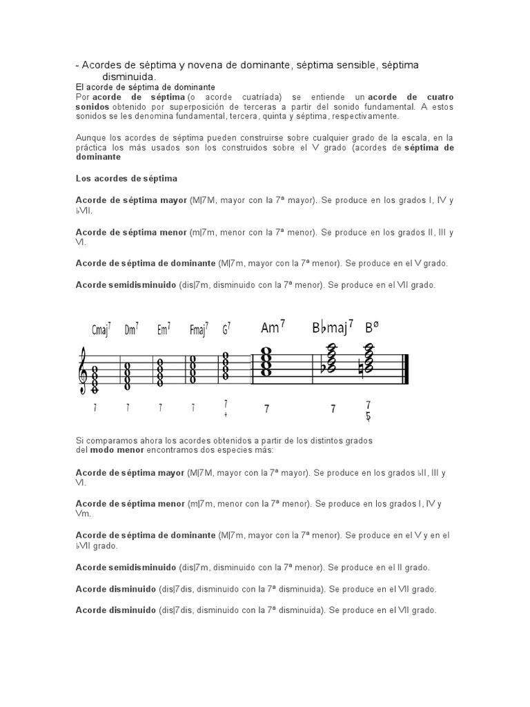 Acordes de Séptima y Novena Dominante | PDF | Acorde (Música ...