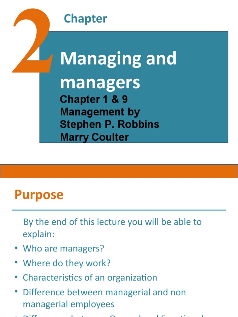 Managing and Managers: Chapter 1 & 9 Management by Stephen P. Robbins ...