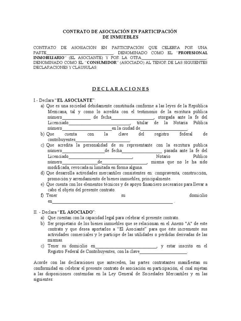 Contrato de Asociación en Participación Final | PDF | Sociedad de