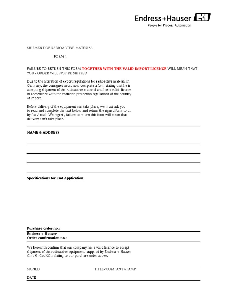 Together With The Valid Import Licence: Name & Address | PDF