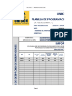 Planilla de Programacion Unicon Chile - Credito Semana Del 20 Al 24 Junio-22