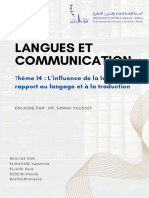 Thème 14 L'Influence de La Langue, Le Rapport Au Langage Et À La Traduction