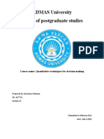 ADMAS University School of Postgraduate Studies: Course Name: Quantitative Techniques For Decision Making