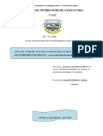 Analyse Comparative de Facteur "Qualite" Dans Les Entreprises de Service: Cas Des Hotels Flat Karibu Lodge Et Bahari Beach