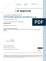 Certificate of Approval: Officine Mario Dorin S.P.A
