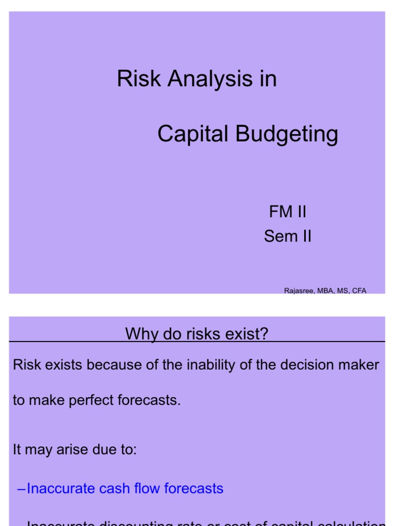 Risk Analysis in Capital Budgeting | PDF
