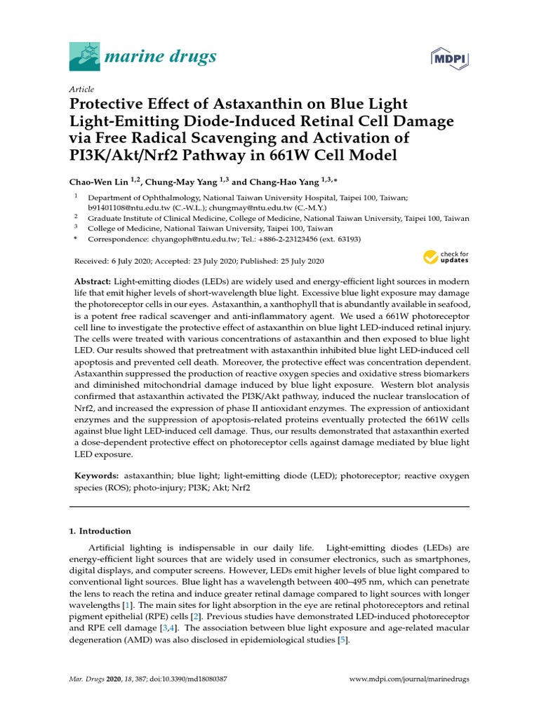 Protective Effect of Astaxanthin on Blue Light PDF Bcl 2 Retina