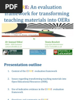 Download CORRE An evaluation framework for transforming teaching materials into OERs by University College Falmouths openSpace SN58371556 doc pdf