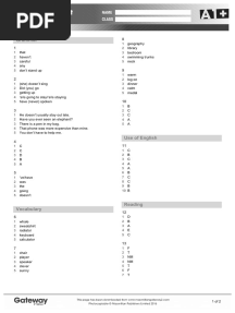 A1+ End of Year Test Answer Key Higher