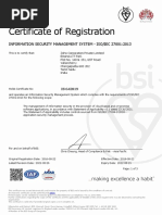 Certificate of Registration: Information Security Management System - Iso/Iec 27001:2013