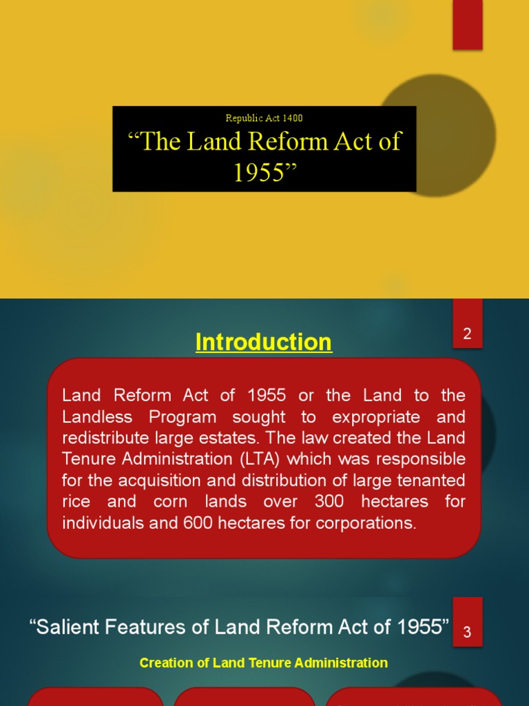 The Land Reform Act of 1955 PDF Eminent Domain Economies