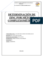 Determinacion de Zinc Por Metodo Complexometrico