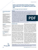 Phytochemical Evaluation and Antioxidant Activity of Virginia Tobacco Leaves (Nicotiana Tabacum L. Var Virginia) Fractions With DPPH and FTC Methods